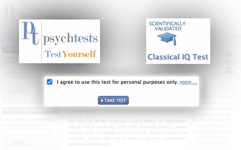 psychtests.com free IQ test with instant results online